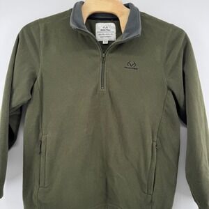 Realtree Fleece Quarter Zip Pullover Mens Medium Olive Green Mock Neck Jacket